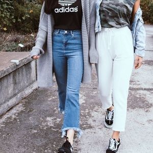 ASOS crop fringe jeans